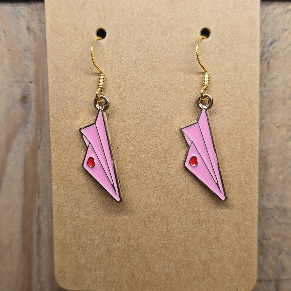 Valentine's Day Paper Airplane Love Note Earrings